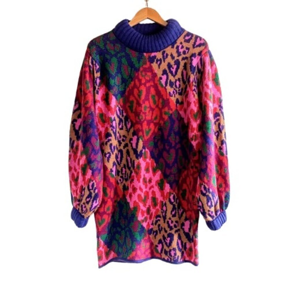 FARM Rio Mixed Leopard Pop Sweater Dress Multi NWT - Picture 3 of 12
